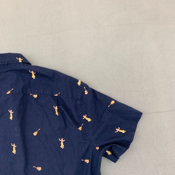J. Crew Button Shirt Mens Size Medium Hawaii Girl Guitar Short Sleeve Blue - Picture 14 of 16
